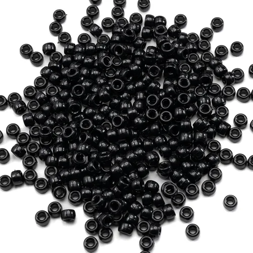Gxueshan 1000 Piezas Cuentas de Pony de Acrílico Negro 6x9mm con Gran Agujero Cuentas Kandi para Bolígrafos, Pulseras de Amistad, Collares, Joyería,