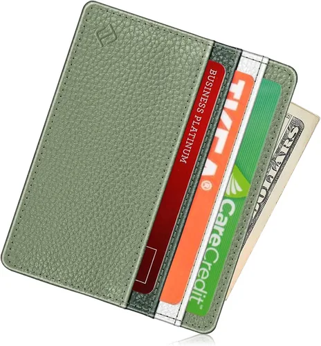 Miniatura 29 de Fintie Billetera delgada y minimalista para bolsillo frontal, con bloqueo RFID, tarjetero y ventana de identificación, para hombre o mujer
