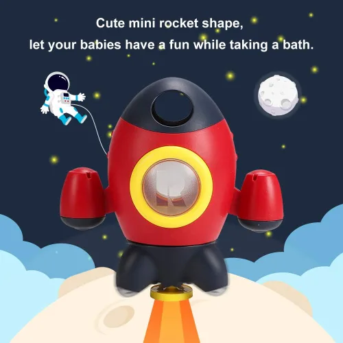 Miniatura 3 de Elovien Juguetes de Baño, Juguetes de Baño con Cohete Espacial para Niños Pequeños de 1 a 3 Años, Juguetes de Baño para Bebés que Rocían Agua
