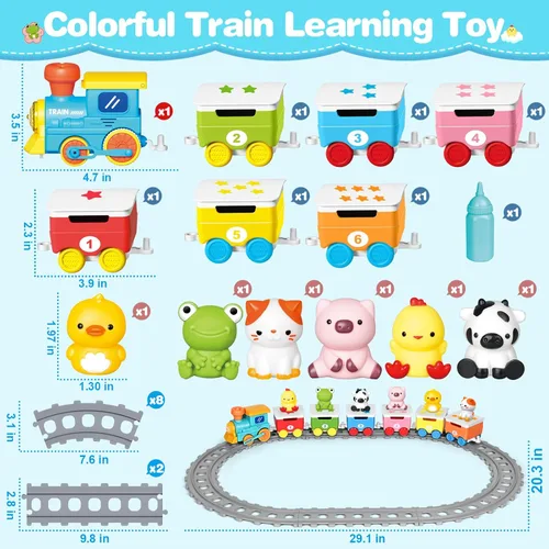 Miniatura 2 de Juguete de aprendizaje para niños pequeños de 1 a 3 años, juguetes eléctricos trenes con luces, música y vapor, contar, combinar y clasificar