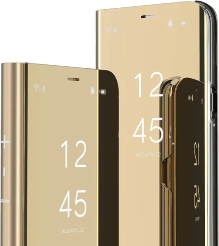 Miniatura 8 de LEMAXELERS Funda compatible con Galaxy S22 Ultra con diseño de espejo transparente, estilo libro, carcasa protectora ultradelgada con función atril