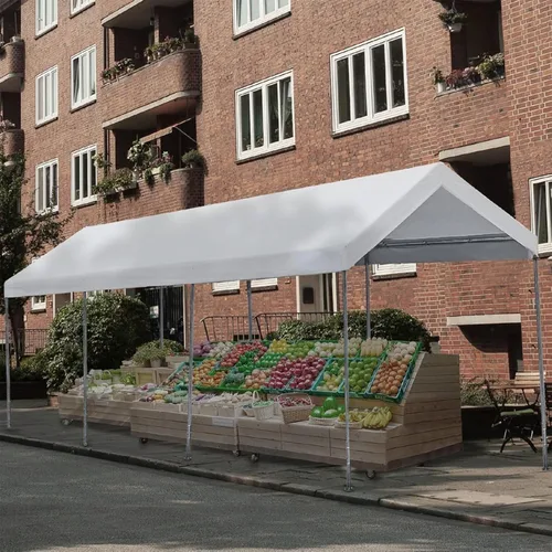 Miniatura 8 de Cubierta de Repuesto Mejorada para Toldo de Cochera para Carpa de Auto de 10' x 20' Cubierta Superior de Refugio de Garaje Lona con Cuerdas