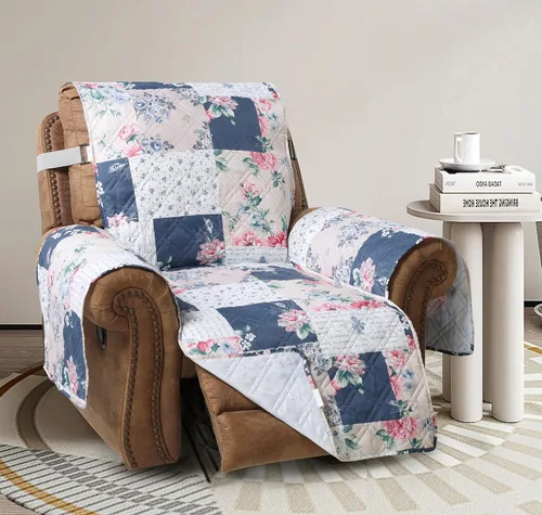 Miniatura 36 de Brilliant Sunshine Funda acolchada para silla con diseño de retazos de corazón de amor burdeos, 23 pulgadas de ancho de asiento, protector
