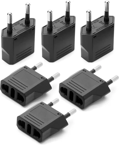 Miniatura 8 de Bates - Adaptador de enchufe europeo, 3 piezas, negro, adaptador de viaje, adaptador de enchufe de EE. UU. a Europa, adaptador de la UE, adaptadores