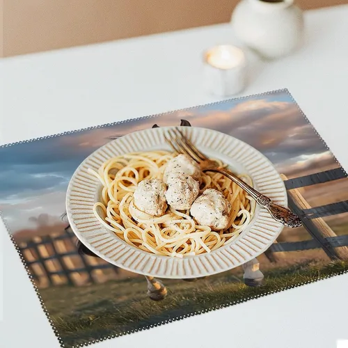 Miniatura 6 de Running in Field Wild Horses Placemats Set of 6 Resistant Table Mats Washable Place Mats for Dinner Party Table Decoration