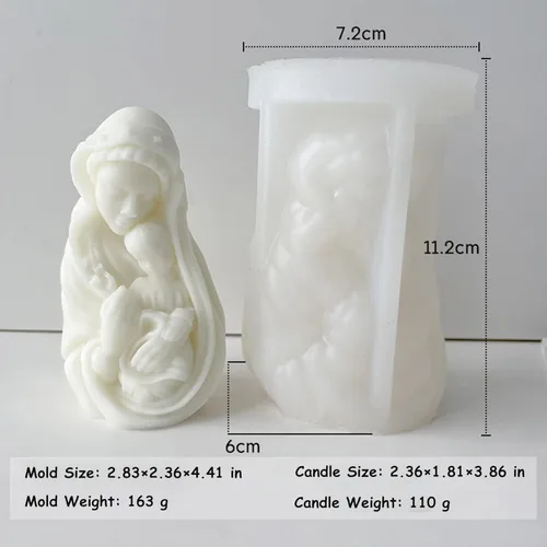 Miniatura 2 de Molde para velas de Virgen María, molde de silicona para hacer velas religiosas, molde de vela de belén para decoración del hogar y manualidades