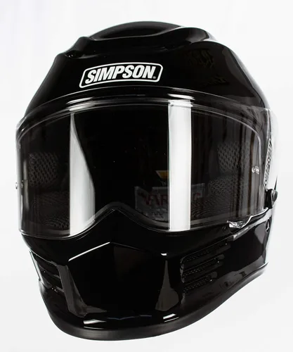 Miniatura 4 de Simpson SPBM2 Speed Bandit - Casco de carreras de cara completa, tamaño mediano, negro brillante, escudo transparente incluido, escudo ahumado