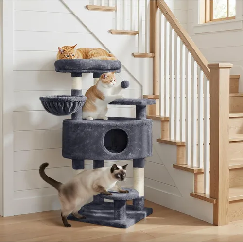 Miniatura 2 de Yaheetech Torre de árbol para gatos de 46 pulgadas Centro de actividades para interiores de varios niveles con amplios condominios, postes