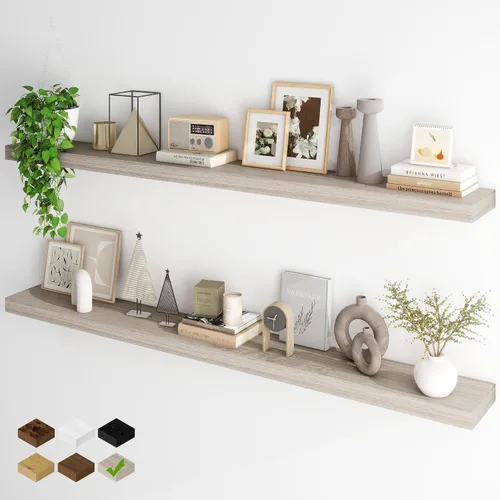 Miniatura 28 de Fun Memories Estantes flotantes para pared, estantes flotantes de 48 pulgadas de largo, juego de 1, estante colgante con soportes invisibles