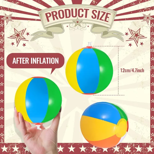 Miniatura 4 de Hungdao Mini bola de playa decoración de arco iris pequeña bola de playa con cuerda para colgar y ganchos, pelota inflable para piscina, juguete