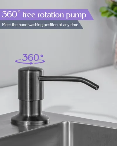 Miniatura 4 de Dispensador de jabón para fregadero de cocina, integrado, acero inoxidable (metal de pistola), juego de bomba para jabón o loción, recarga desde