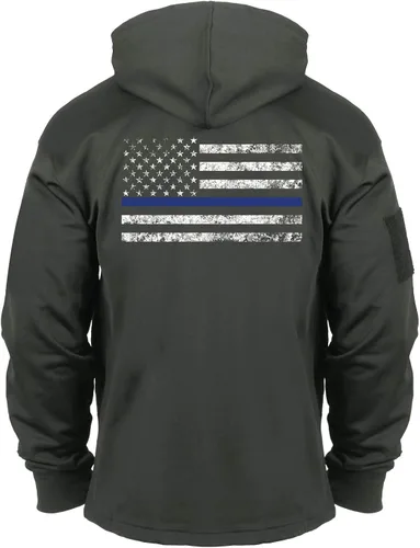 Miniatura 3 de Rothco Sudadera con capucha de transporte oculta de línea azul delgada, Negro