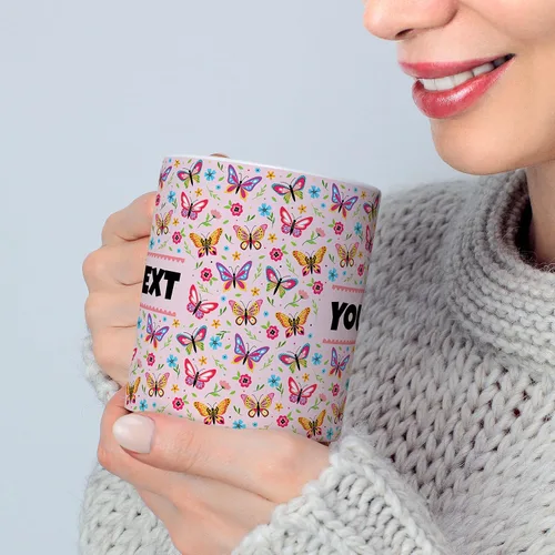 Miniatura 2 de Taza personalizada para niños – Mariposas – Nombre/texto personalizado, chocolate caliente de cerámica, cacao/taza de café para niñas, regalo