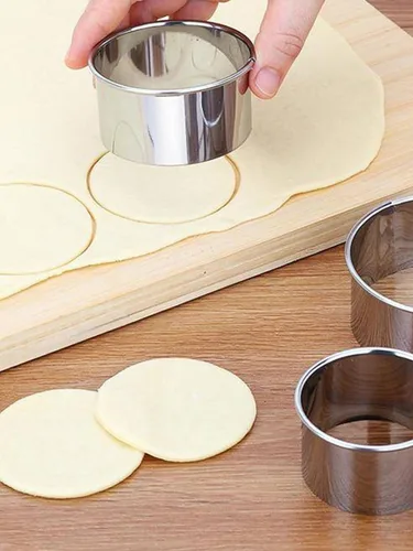 Miniatura 7 de Juego de 6 cortadores redondos de galletas – Moldes circulares de acero inoxidable para pasteles, galletas, albóndigas, pasteles, moldes de dona