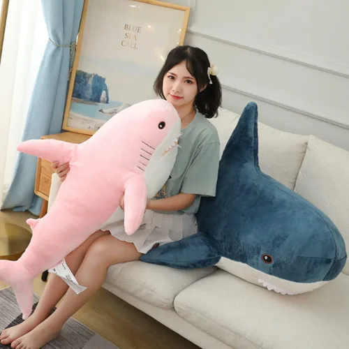 Miniatura 4 de Peluche de tiburón, animal de peluche de tiburón rosa suave, juguetes de tiburón grande de felpa para decoración del hogar, regalo para niños