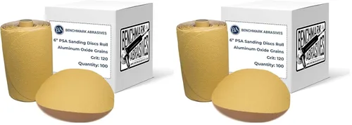 Miniatura 18 de Benchmark Abrasives PSA Gold - Discos de lijado autoadhesivos de 6 pulgadas con granos de óxido de aluminio, papel de lija DA automotriz, rollo