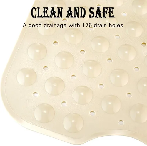 Miniatura 6 de YINENN Tapete de ducha para bañera de 40 x 16 pulgadas, antideslizante y extragrande, tapete para bañera con ventosas, lavable a máquina