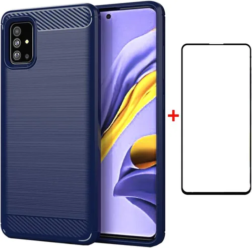 Asuwish Funda compatible con Samsung Galaxy A51 4G y protector de pantalla de vidrio templado, accesorios de celda, fundas de silicona TPU suave