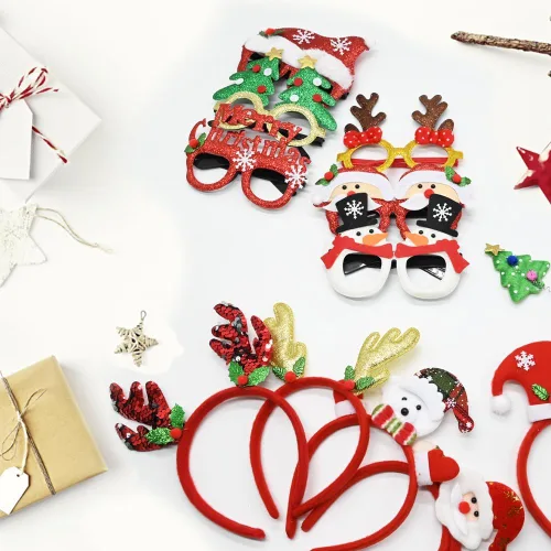 Miniatura 5 de Juego de 12 diademas de Navidad y marcos de gafas, lindas diademas de Navidad, accesorios para mujeres y hombres, regalos de fiesta de Navidad