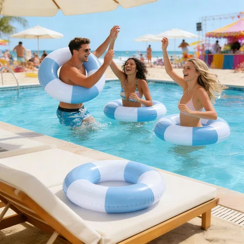 Miniatura 6 de 4 flotadores inflables para piscina, anillos de natación de 35 pulgadas, tubo interior grande, anillos de natación, tumbona de piscina, flotador