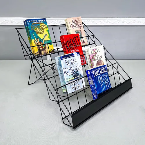 Miniatura 2 de FixtureDisplays® Estante de exhibición de alambre de 4 niveles de 18" para folleto de literatura, soporte de revista, estante de mesa, estantes