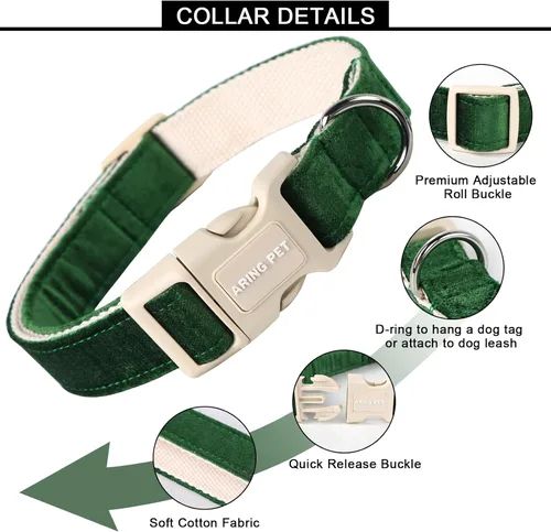 Miniatura 2 de Aring Pet Collar de algodón, ligero y ajustable, con hebilla de liberación rápida, para perros pequeños, medianos y grandes, para cachorros