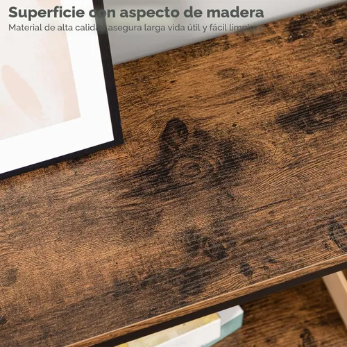 Miniatura 8 de MAHANCRIS Mesa de sofá de 31.5 pulgadas, mesa consola industrial, mesa de entrada de 3 niveles, mesa de sofá estrecha con estantes de Marrón rústico