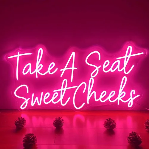Miniatura 3 de Take a Seat Sweet Cheeks Neon Signs Custom Light Up Sign Indoor Bedroom Home Decor LED Neon Light Sign Large Backdrop Flex Birthday Wedding