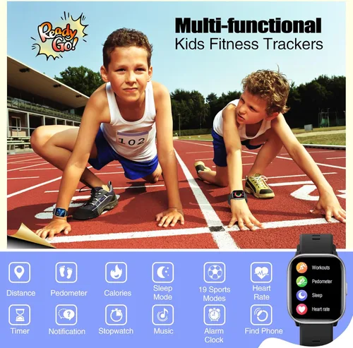 Miniatura 2 de meoonley Reloj para niñas y niños con impermeabilidad IP68, reloj para niñas con 19 modos deportivos, seguimiento del sueño, podómetro, cronómetro