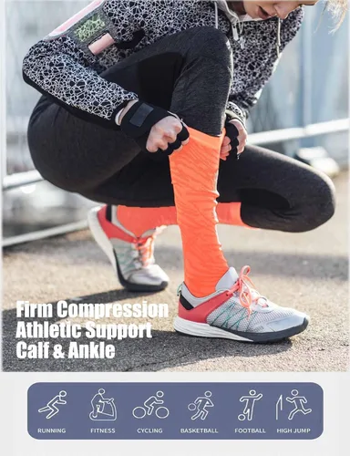 Miniatura 5 de Rolxmed Calcetines deportivos de compresión para correr, fútbol, béisbol, para jóvenes, mujeres y hombres, 15-20 mmHg, ajuste delgado (1 par3 pares)