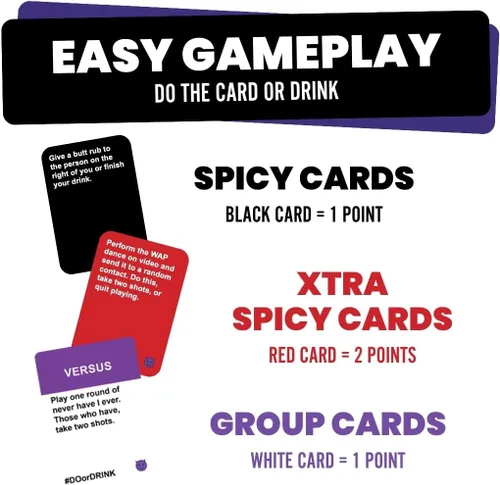 Miniatura 4 de Do or Drink Edición Traviesa - El Juego de Beber para Adultos para Situaciones Picantes - Divertidos Juegos de Fiesta para Adultos con 250 Cartas