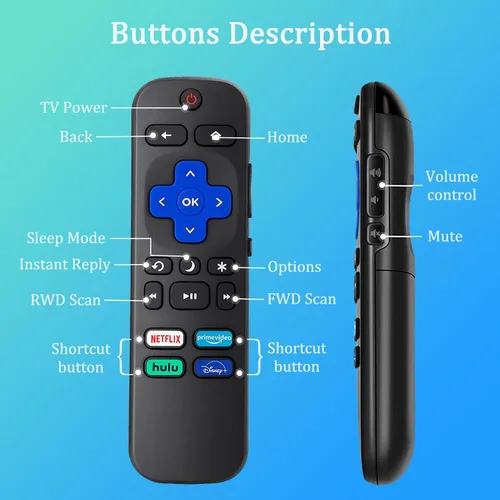 Miniatura 5 de Repuesto para control remoto Roku TV con funda de silicona, compatible con TCL/Hisense/Onn/Westinghouse/Insignia/Sharp Roku TV con 4 teclas