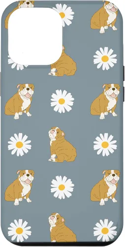 Miniatura 26 de Funda para iPhone 11 Pro English Bulldog and Daisy Flower Pattern Dusty Blue