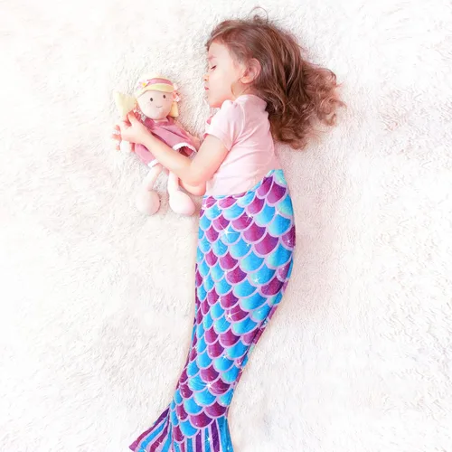 Miniatura 5 de Regalos de sirena para niñas, manta de cola de sirena, juego de maquillaje de joyería de sirena para niñas de 3 4 5 6 7 8 9 10 11 12 años Morado