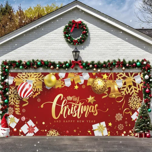 Miniatura 8 de Cubierta de Navidad para puerta de garaje, muñeco de nieve de Navidad, decoración de puerta de garaje, pancarta colgante grande, decoración de pared