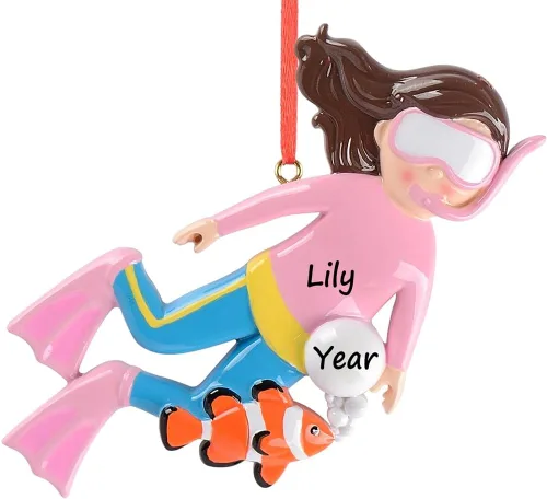 Adorno de snorkel personalizado, adorno de Navidad de snorkel, recuerdo de viaje de clase de buceo subacuático para amantes del esnórquel, adorno de