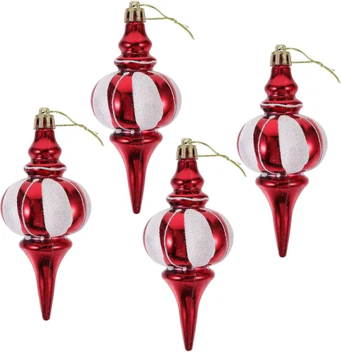 Miniatura 10 de Amosfun Adornos colgantes para árbol de Navidad, 4 piezas de colgantes de calabaza pintados, decoraciones de Navidad para árbol, mesa, chimenea
