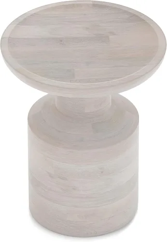 Miniatura 18 de SIMPLIHOME Dayton - Mesa auxiliar redonda de madera de acacia maciza de 13 pulgadas de ancho, estilo contemporáneo en color marrón claro, coñac claro