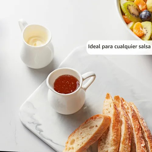 Miniatura 7 de Gurygo: paquete de 2 jarras para cremas de 4 onzas de cerámica blanca clásica con asa - pequeña jarra de leche de porcelana fina - recipiente