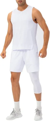 Miniatura 31 de Pantalones de compresión para hombre, mallas de compresión de una pierna para baloncesto, capri 3/4, leggings atléticos, capa base de secado fresco