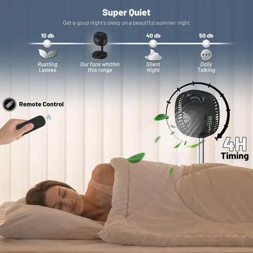 Miniatura 3 de Ventilador de pedestal oscilante portátil con Romote, 4 velocidades de rotación telescópica de 120°, ventiladores plegables plegables de pie, 7200