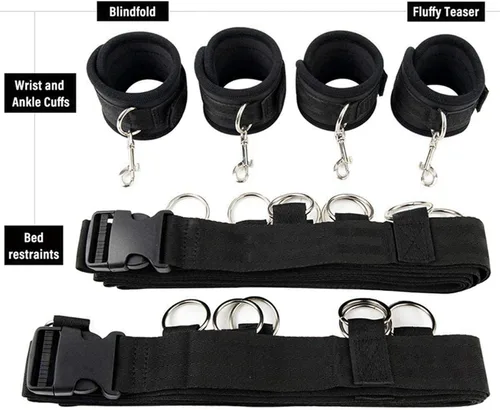 Bandas de resistencia sexual para hombres, correas de cama King para piernas de mano, puños de tobillo y muñeca, pulseras de esposas sexuales para