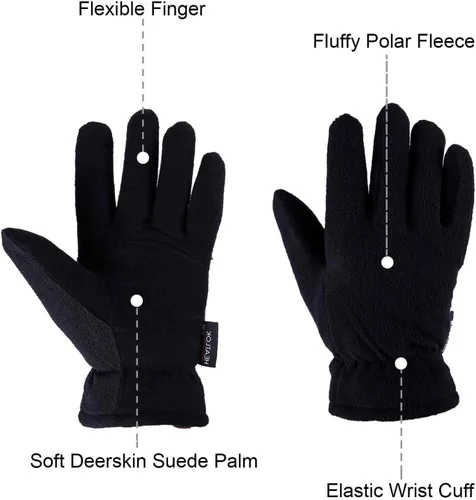 Miniatura 3 de Guantes de invierno para hombres y mujeres -20 F térmicos de piel de ciervo aislados, guantes de trabajo de forro polar cálido Heatlok de algodón