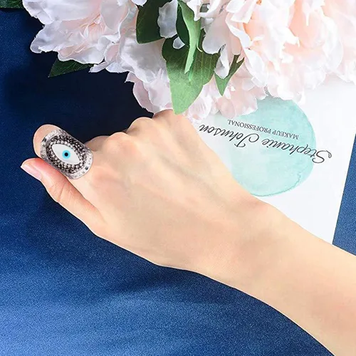 Miniatura 7 de Jeka Anillo de ojo malvado, joyería hippie punk cool anillos Mal De Ojo protección turca, Oro