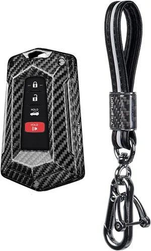 Miniatura 15 de Funda para llavero de coche para Toyota 86 GT86 Avalon C-HR Camry Corolla Highlander Prado Prius RAV4 carcasa de fibra de carbono, Negro / rojo +