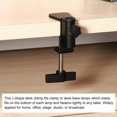Miniatura 5 de PATIKIL Abrazadera de escritorio de 0.49 pulgadas de diámetro. Abrazadera de escritorio, base universal de abrazadera en C con tornillo ajustable
