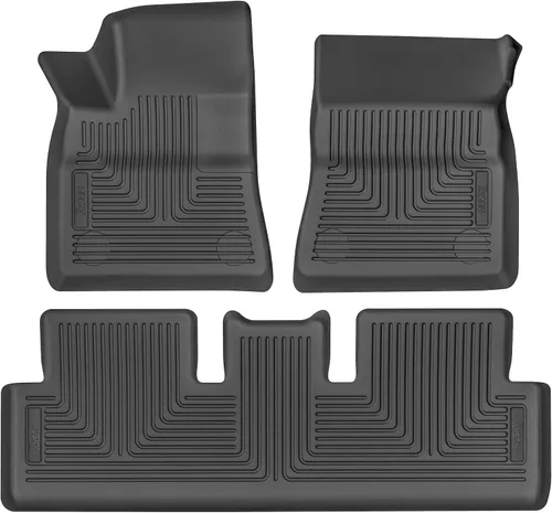 Husky Liners Alfombrillas Weatherbeater | Para Tesla Model 3 2017-2024 | Delantero y segunda fila, 3 piezas, negro - 95091
