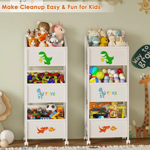 Miniatura 4 de Lyuwanxian Organizador grande de almacenamiento de juguetes para niños con ruedas, estante de juguetes para niños y niñas, organizadores de juguetes