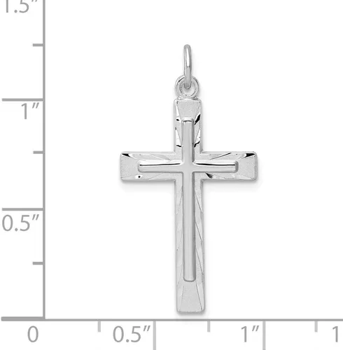Miniatura 4 de Colgante de cruz de plata de ley 925 maciza con corte de diamante, Metal