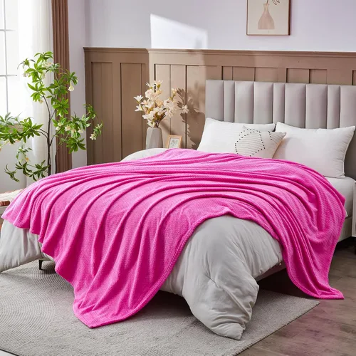 Miniatura 63 de NEWCOSPLAY Manta de Tiro Súper Suave Aqua Franela Sedosa Premium Fleece con Patrón de Hojas Ligera Manta de Cama para Uso en Todas las Estaciones